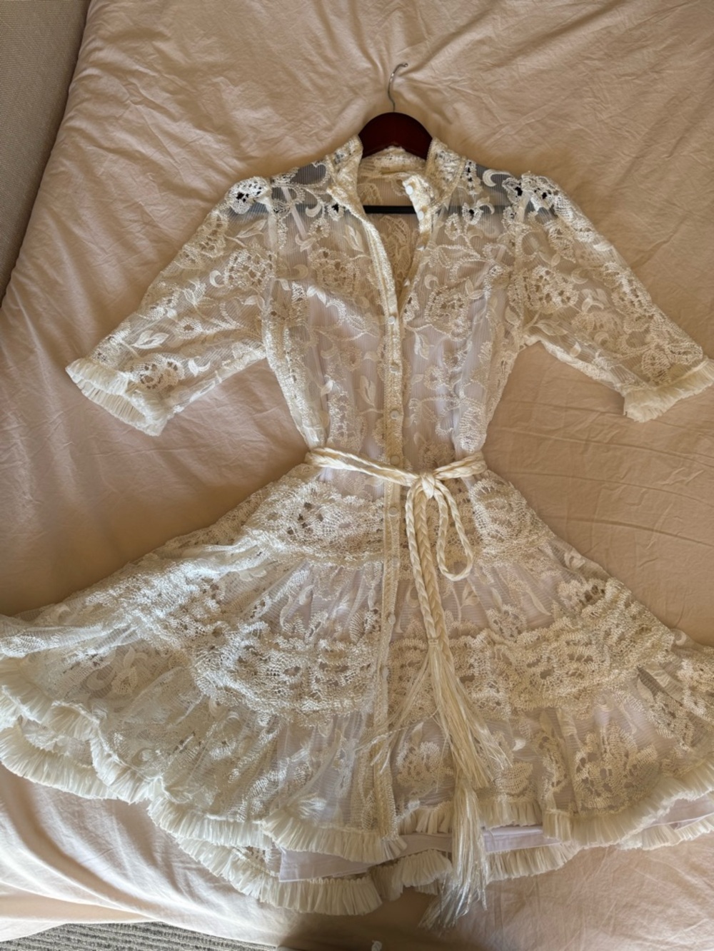 Alexis Manati White Lace Ruffle Mini Dress - Picture 6 of 15